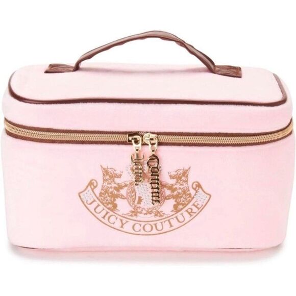 {Juicy Couture} Pink Scotties Cosmetic Bag Train Case - Picture 8 of 11
